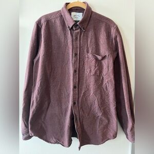 Portuguese knowledge Flannel Burgundy Casual Button-Down Shirt cotton